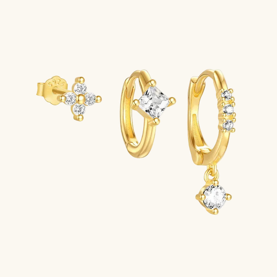 Boucles d'oreilles fleur sertie, argent 925 — vue 4
