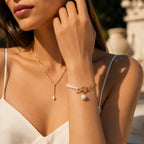 Bracelet à maillons géométriques et perle — vue 2