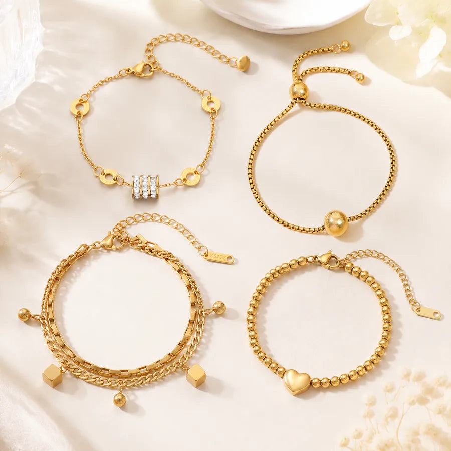 Bracelet maille cubaine revisitée, acier doré — vue 5