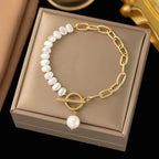 Bracelet papillon doré et perle d'eau douce — vue 2