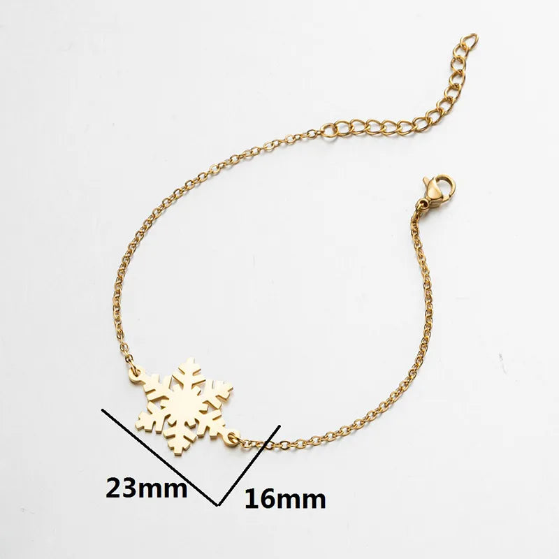 Bracelet motif flocon en acier inoxydable doré — vue 3