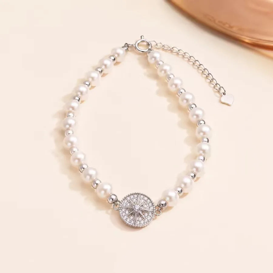 Bracelet à petites fleurs en argent massif 925