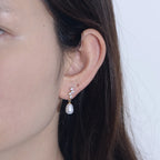 Boucles d'oreilles perle et zircon, argent 925 — vue 6
