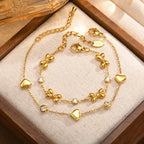 Bracelet cœur et nœud papillon, chaîne dorée — vue 7