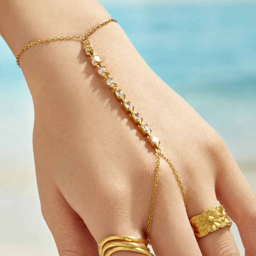 Bracelet à ligne continue de zircons sertis — vue 4