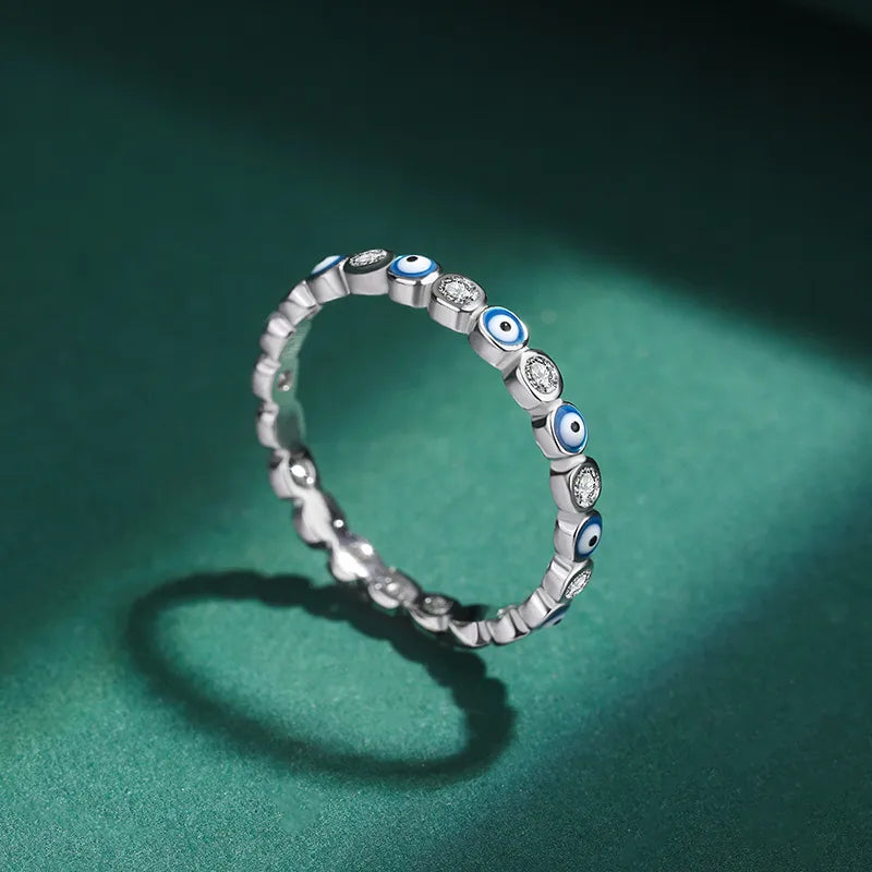 Bague œil protecteur émaillé, argent 925 — vue 2