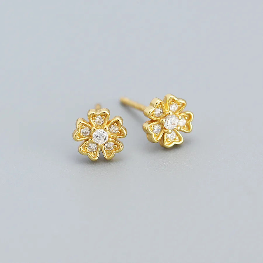Puces d'oreilles fleur ciselée, argent 925 — vue 7