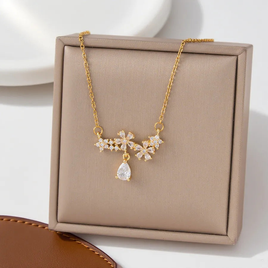 Collier fleur dorée, acier inoxydable 304 — vue 3