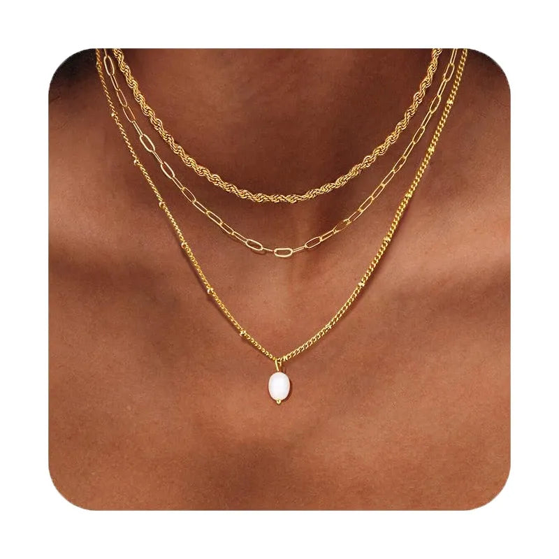 Collier multi-rangs à pendentifs gouttes — vue 9