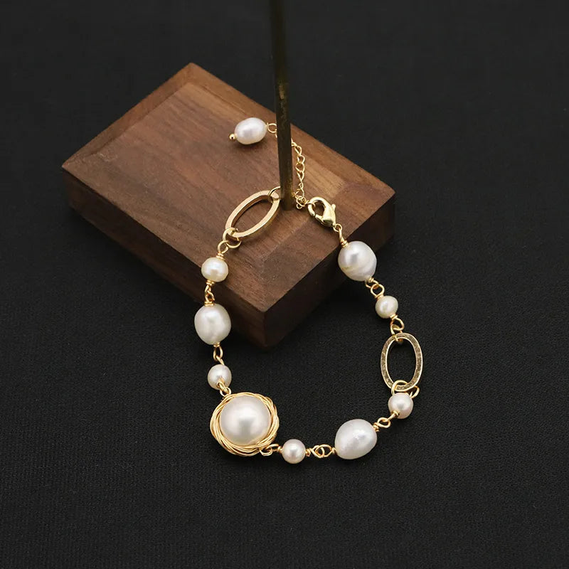 Bracelet de perles d'eau douce irrégulières — vue 4