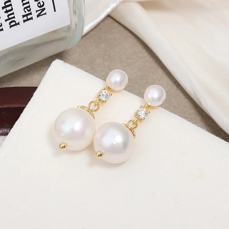 Boucles d'oreilles à perle baroque, argent 925 — vue 7