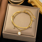 Bracelet papillon doré et perle d'eau douce — vue 4