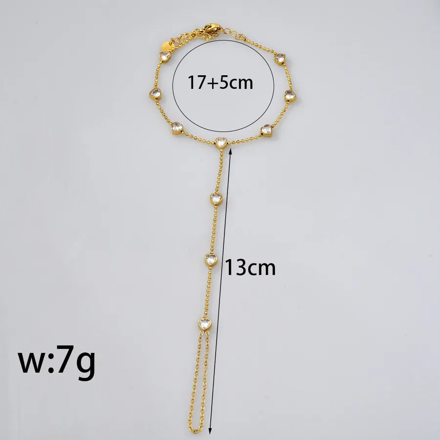 Bracelet fin serti de zircons, acier doré — vue 2