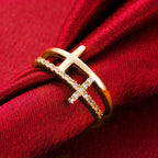 Bague à deux croix superposées, argent 925 — vue 3