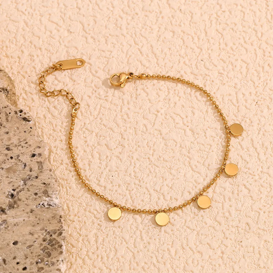 Bracelet pastille sur chaîne à billes dorée — vue 4
