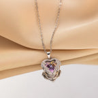 Collier cœur de cristal taillé, chaîne fine — vue 2