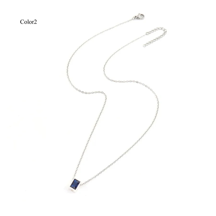 Collier à cristal taille rectangle, chaîne fine — vue 6