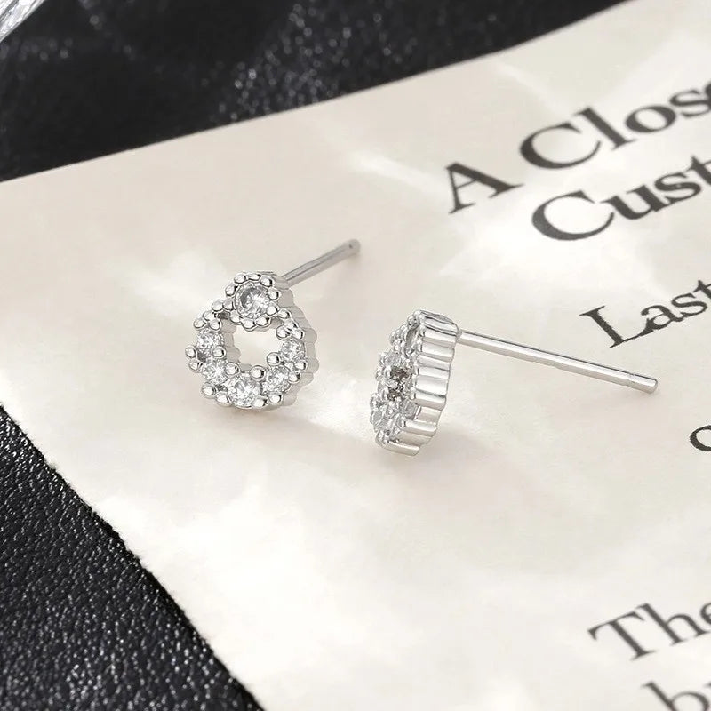 Puces d'oreilles à zircon serti, argent 925 — vue 2