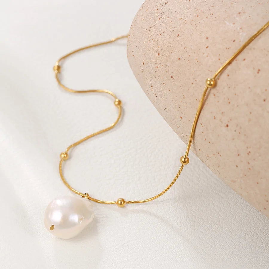 Collier queue de sirène et perle, chaîne fine — vue 3
