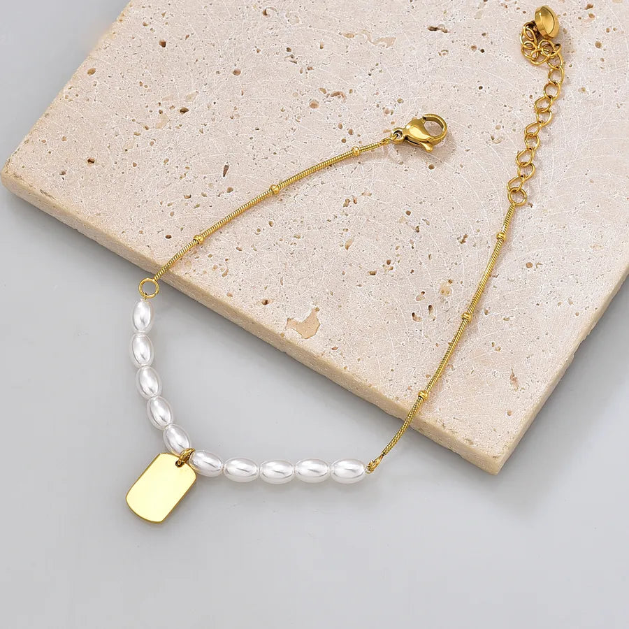 Bracelet perle et maille vénitienne dorée — vue 6