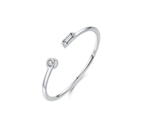 Bague ouverte ajustable sertie d'un zircon — vue 5