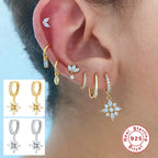 Boucles d'oreilles pendantes fleur, argent 925 — vue 3