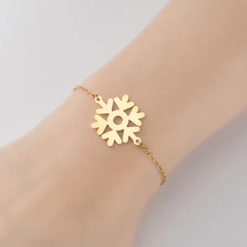 Bracelet motif flocon en acier inoxydable doré — vue 6