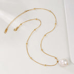 Collier queue de sirène et perle, chaîne fine — vue 2