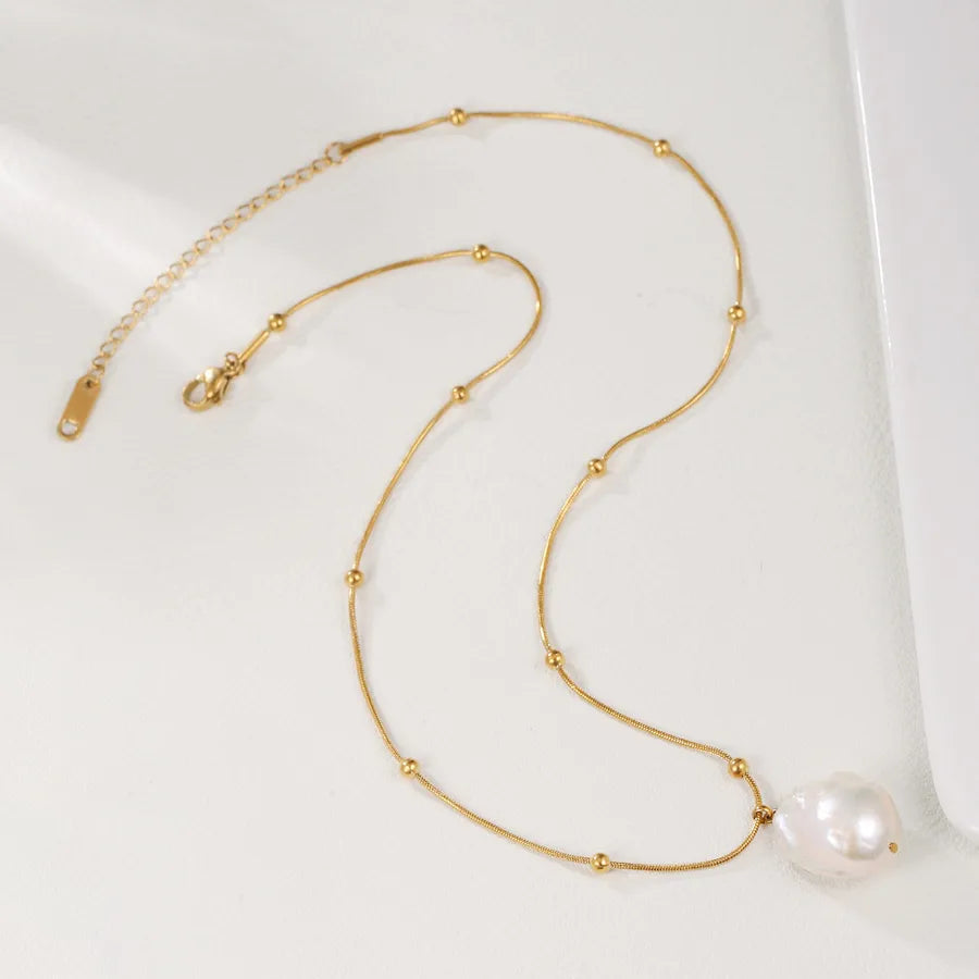 Collier queue de sirène et perle, chaîne fine — vue 2