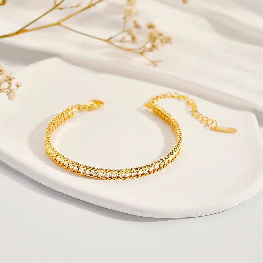 Bracelet maillons irréguliers sertis de zircons — vue 2
