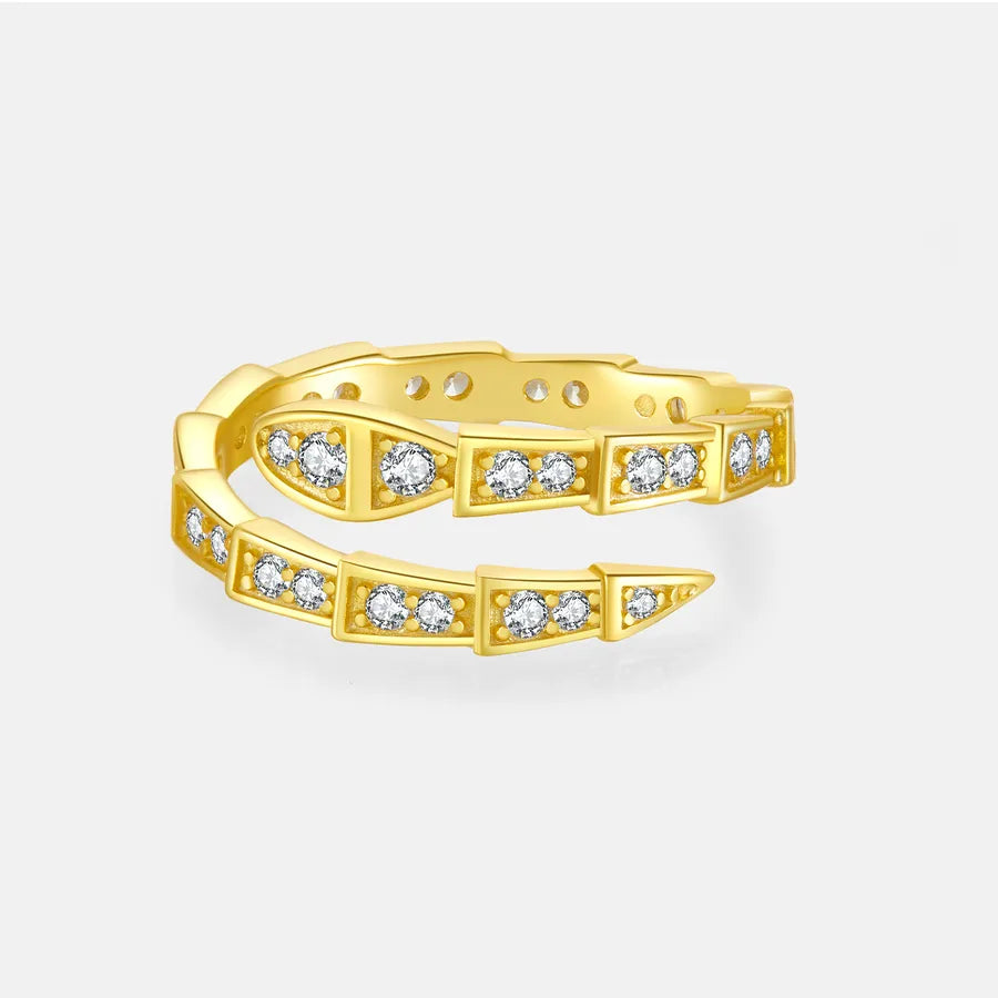 Bague ouverte sertie de zircons, dorée — vue 7