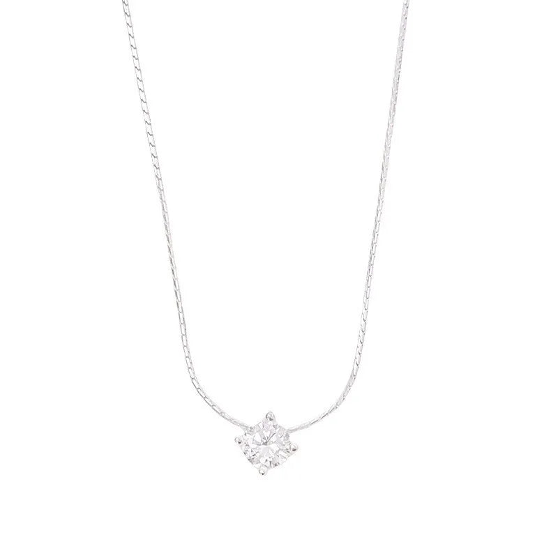 Collier solitaire taille carrée, argent 925 — vue 5