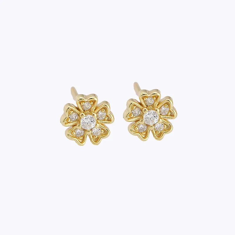 Puces d'oreilles fleur ciselée, argent 925 — vue 5