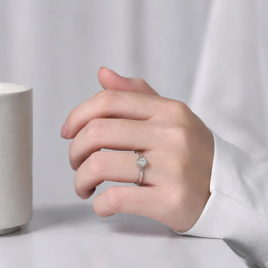 Bague cœur serti, argent massif 925 doré — vue 3