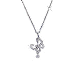 Collier papillon et pampille mobile, chaîne dorée — vue 2