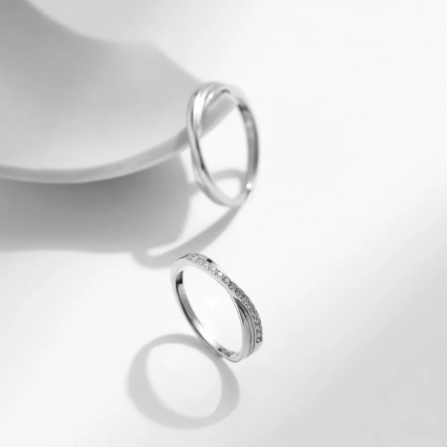 Bague ajustable sertie de zircons, rhodiée — vue 4