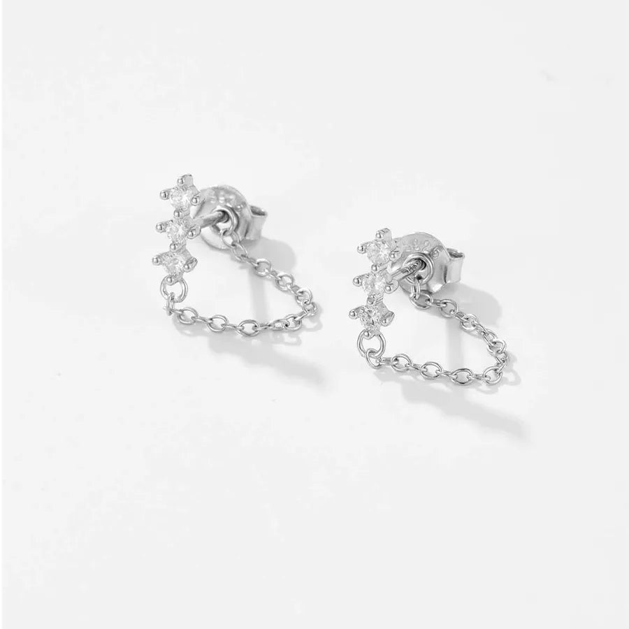 Puces d'oreilles solitaire serti, argent 925 — vue 4