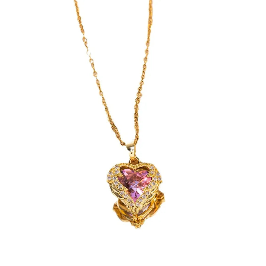 Collier cœur de cristal taillé sur chaîne fine