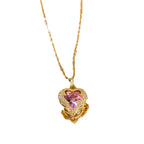 Collier cœur de cristal taillé sur chaîne fine