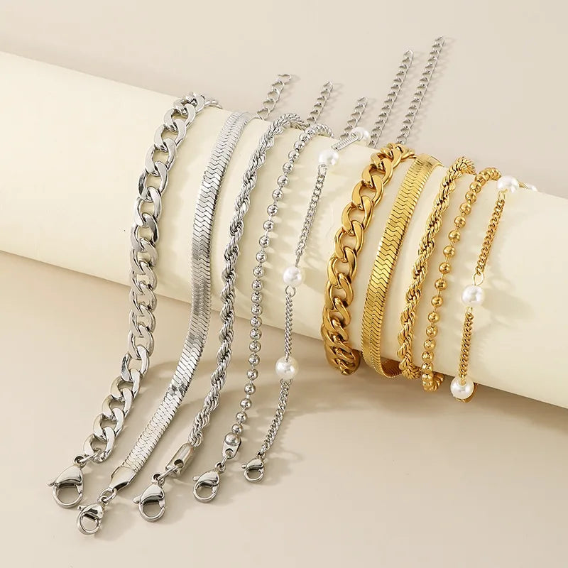 Bracelet maille vintage, acier inoxydable doré — vue 4