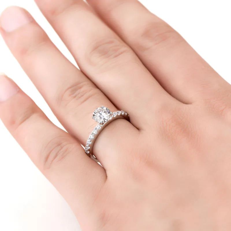 Bague solitaire moissanite, argent 925 — vue 3