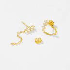 Puces d'oreilles solitaire serti, argent 925 — vue 5