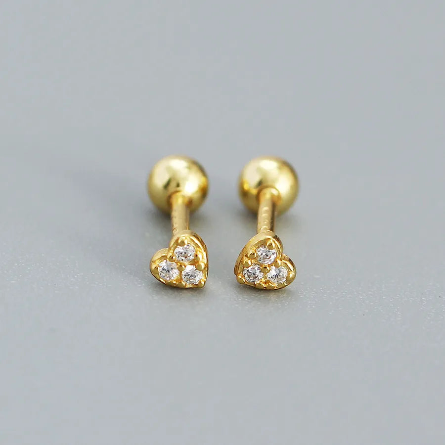 Puces d'oreilles cœur serti, argent 925 — vue 7