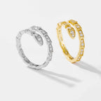 Bague ouverte sertie de zircons, dorée — vue 6