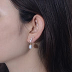 Boucles d'oreilles perle et zircon, argent 925 — vue 5