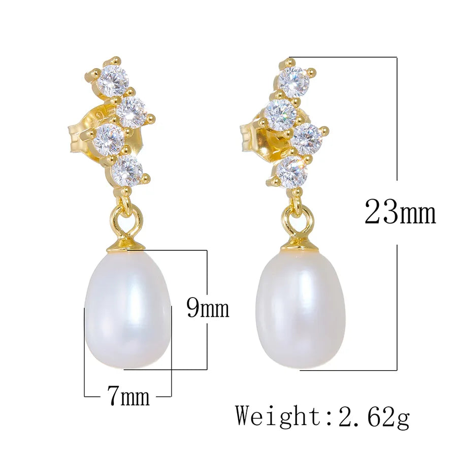 Boucles d'oreilles perle et zircon, argent 925 — vue 10