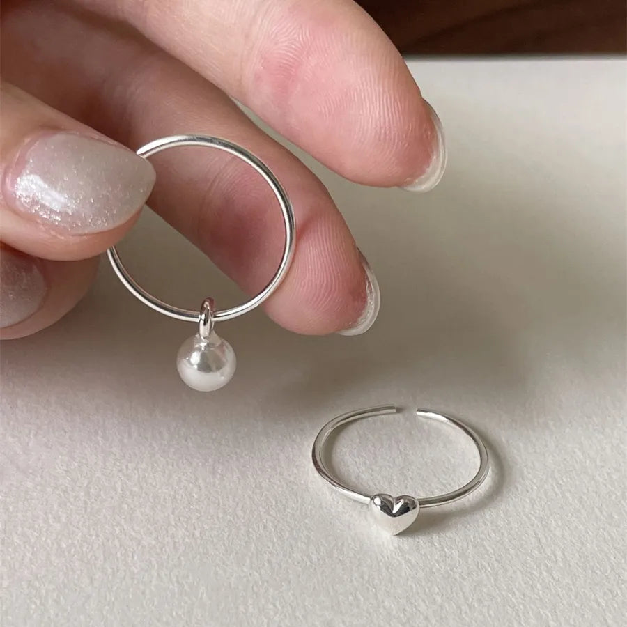 Bague ouverte à motif cœur, argent 925 — vue 4