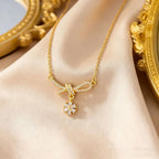 Collier nœud papillon, acier inoxydable doré — vue 3