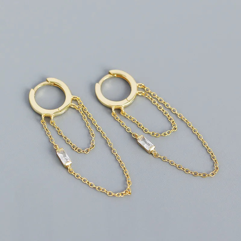 Boucles d'oreilles à pierre, monture géométrique — vue 7