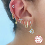 Boucles d'oreilles pendantes fleur, argent 925 — vue 2